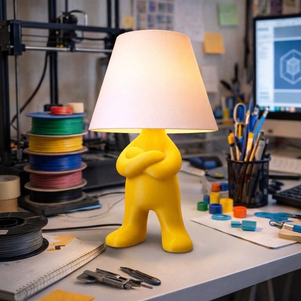 Lamp Guy Table Lamp Character Bedside Light Crossed Arms Sculptural Room Decor